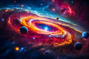 Colorful space galaxy in space realistic photography generative ai photo.
