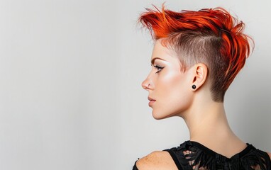 Chic Hairstyle: Woman Model with Trendy Haircut