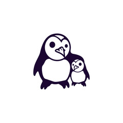 mom and baby penguin
