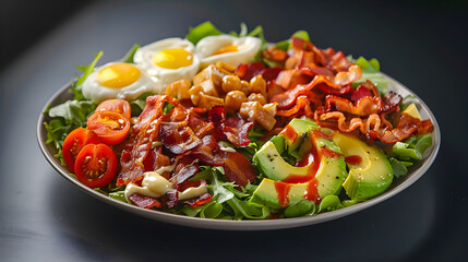Fresh bacon and avocado breakfast salad