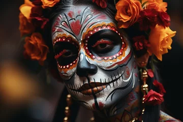 Foto op Plexiglas festival in Latin American countries. People organize carnivals, decorate altars with marigolds, wear themed costumes and put on appropriate makeup © anwel