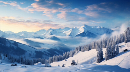 Fototapeta na wymiar Scenic winter wonderland in the Allgu