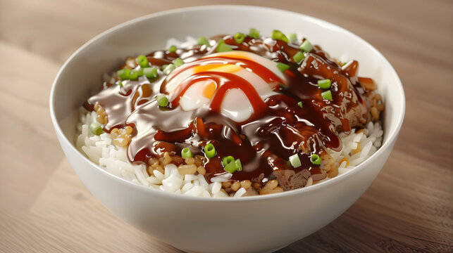 Savory loco moco hawaiian dish close-up