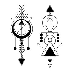 Astronomy Celestial Black and White tattoos
