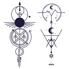 Astronomy Celestial Black and White tattoos