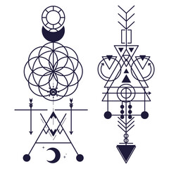 Astronomy Celestial Black and White tattoos
