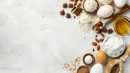 Fototapeta na wymiar Kitchen Ingredients: Baking and Cooking Background Frame