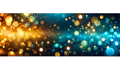 background of abstract glitter lights. blue, gold and black. de focused. banner

