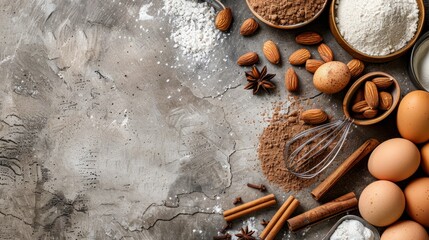 Kitchen Ingredients: Baking and Cooking Background Frame - obrazy, fototapety, plakaty