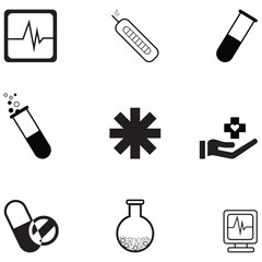 set of medical item icon design, patient, nurse, microscope, physician, medicine, medical, hospital, heart, healthy, health, flat, emergency, drug, doctor, dan, computer, clipboard, care, cardio