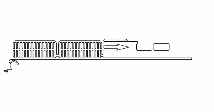 Self drawing line animation freight train continuous one single line drawn concept video