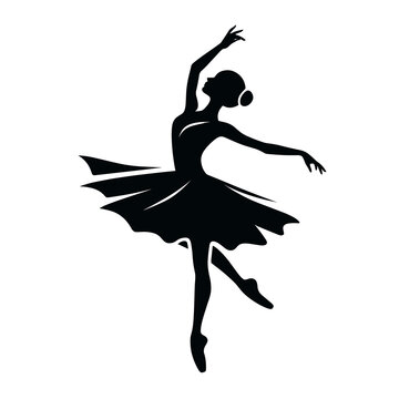 recommend clip art: Ballerina silhouette isolated on a white background. Black and white vector illustration, generative ai