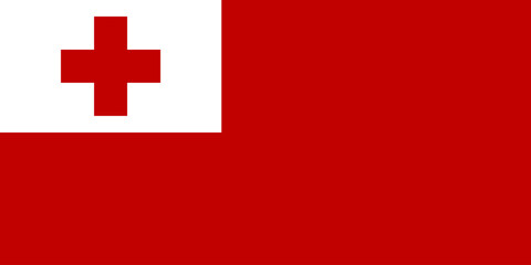 Close-up of red and white national flag of Oceanian country of Tonga with red cross. Illustration made March 2nd, 2024, Zurich, Switzerland.