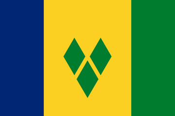 Close-up of blue, yellow and green national flag of Caribbean country of Saint Vincent and the Grenadines. Illustration made March 2nd, 2024, Zurich, Switzerland.
