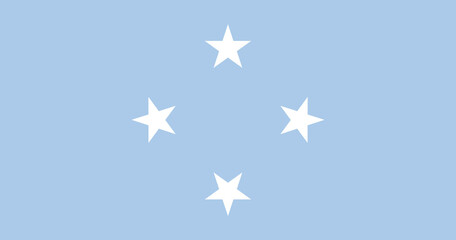 Close-up of blue and white national flag of Oceanian country of Federated States of Micronesia with stars. Illustration made March 2nd, 2024, Zurich, Switzerland. - obrazy, fototapety, plakaty