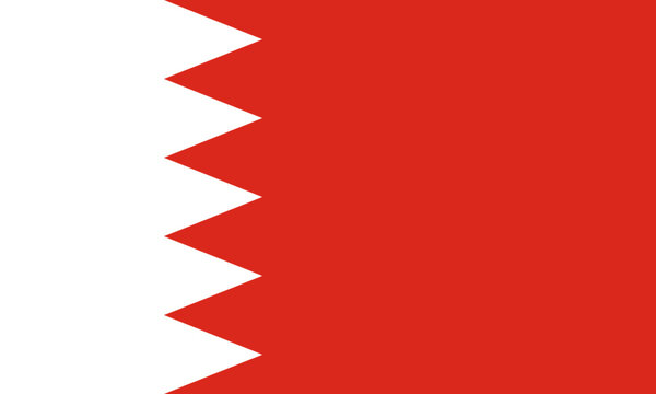 Close-up of national red and white flag of Asian country of Bahrain. Illustration made March 2nd, 2024, Zurich, Switzerland.