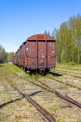 Train wagons on railroad track