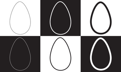 Easter Eggs collection. Set of Easter eggs simple line icons. Vector icons of eggs with ornament in flat design. Cracked egg Vector illustration.
