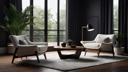 modern living room with two armchair