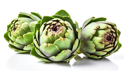 Fototapeta premium Artischoken isoliert auf weißen Hintergrund, Freisteller 