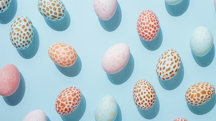 Seamless Easter eggs pattern. Animal print on Easter egg in pastel colors. Minimal Easter concept.

