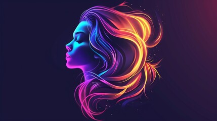Vibrant Woman in Glowing Vector Art