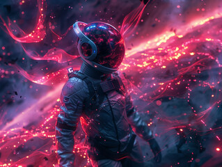Voyage Cosmique : Astronaute dans l'Éclat des Nébuleuses