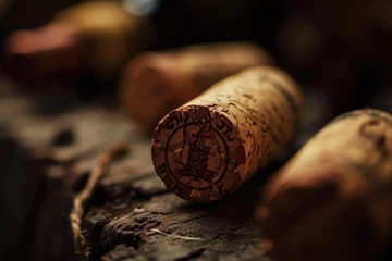 Zelfklevend Fotobehang A close-up of a wine cork with the logo of a famous winery © Formoney