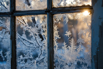 A frost with a pattern and a window