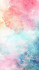 Fototapeta premium Soft pink and blue watercolor with gradient - Soft meld of pinks and blues creating a gentle gradient effect, resembling a delicate watercolor art piece
