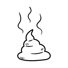 Smelling poop vector icon in doodle style. Symbol in simple design. Cartoon object hand drawn isolated on white background.