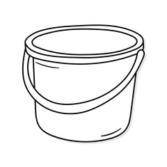 Bucket vector icon in doodle style. Symbol in simple design. Cartoon object hand drawn isolated on white background.