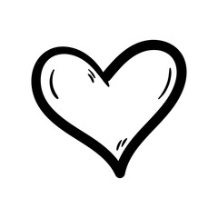Heart vector icon in doodle style. Symbol in simple design. Cartoon object hand drawn isolated on white background.
