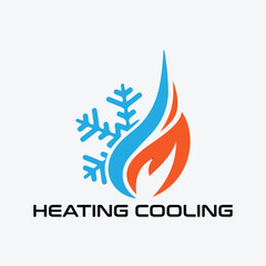 heating and cooling logo design vector