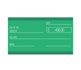 400 Dollars check sheet. Bank check for cash in dollars. Design for business and finance