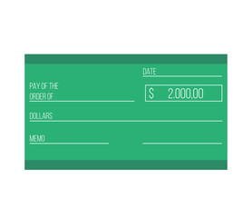 2000 Dollars check sheet. Bank check for cash in dollars. Design for business and finance
