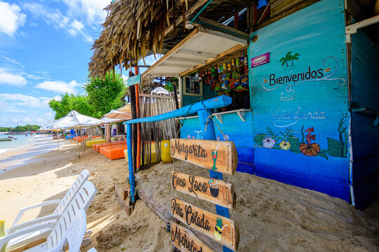 isla baru, colombia. 20th august, 2022: beach of playa blanca in colombian caribbean