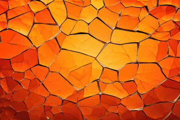 .Abstract pattern of cracked orange texture resembling dry earth or artistic mosaic.