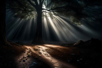 light in the forest generated by AI technology