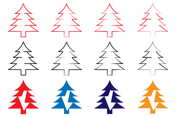 The Christmas tree icon is an isolated outline vector from winter collection for apps, ui and web.