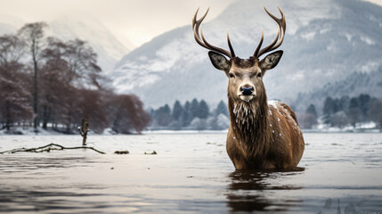 Red Deer Cervus Elaphus in Loch Lomond and Trossa