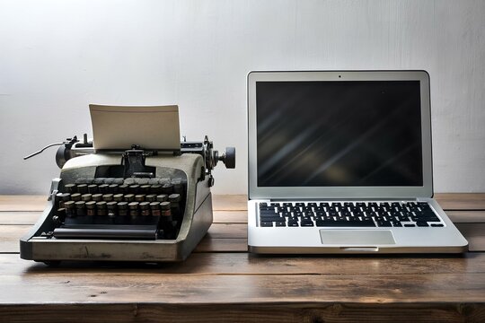 Old typewriter and used laptop