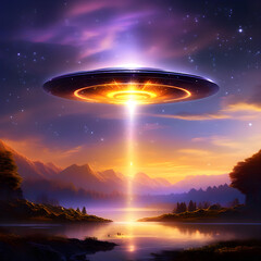 Ufo in the night. Generated AI