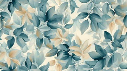 Beautiful floral motif. Leaves intertwined in a seamless pattern on a gentle background - obrazy, fototapety, plakaty
