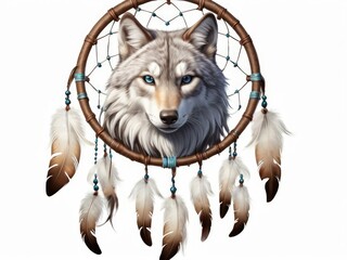 Surreal Serenity: Wolf Dreamcatcher's Mystical Aura