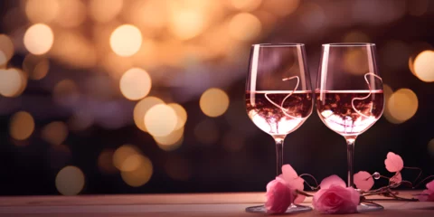 Fotobehang two glasses of champagne Wineglasses © zahida