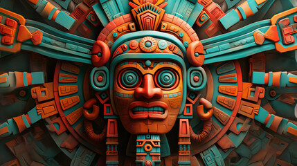 Fototapeta na wymiar Talla inca, maya, azteca en piedra