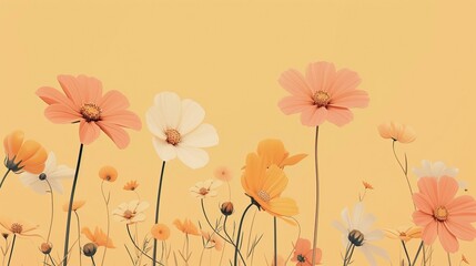 Naklejka premium flower print on a yellow background