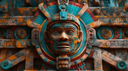 Foto op Canvas Talla inca, maya, azteca en piedra © VicPhoto