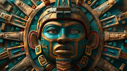 Foto op Canvas Talla inca, maya, azteca en piedra © VicPhoto